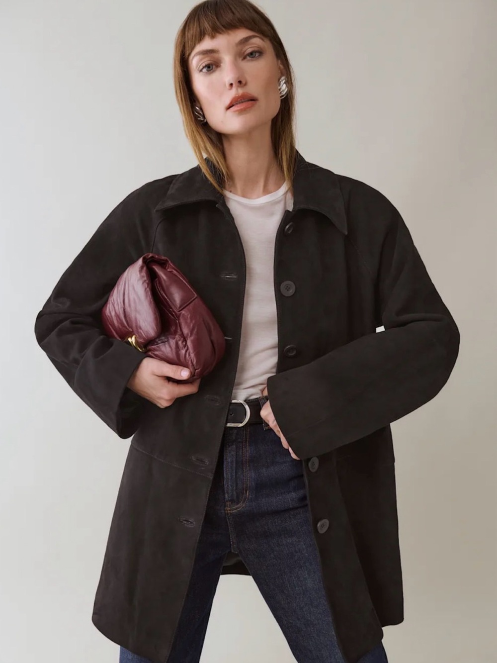 REFORMATION Veda Celine Jacket in Black Suede M